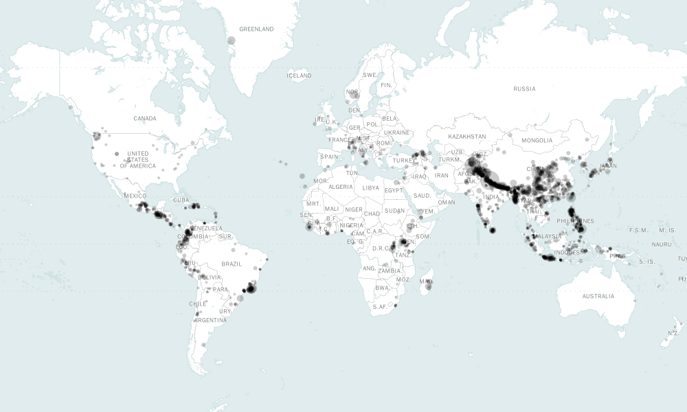 Map of Landslides Throughout The World