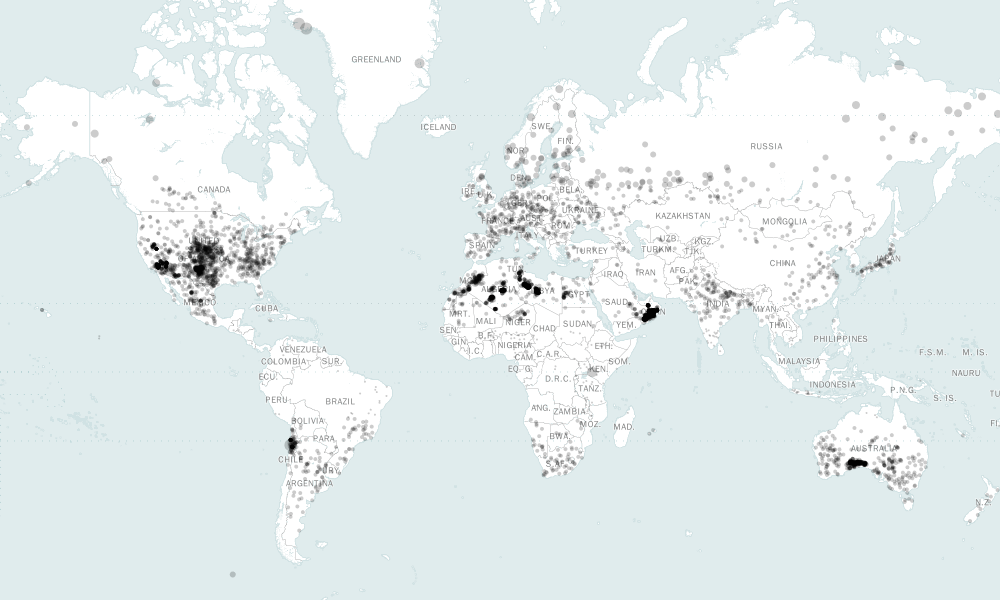 Map of Where Meteorites Have Been Found Throughout The World